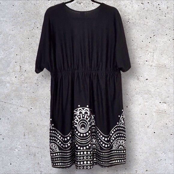 Swimsuits For All Women’s Kate Swim Cover Up Dress Black Silver V-Neck 18/20 - Picture 3 of 8